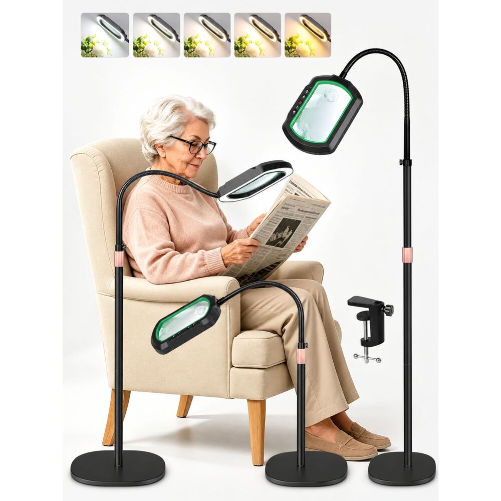 NEW Magnifying Glass Floor Lamp Convertible Tabletop Work Light 12x 30x